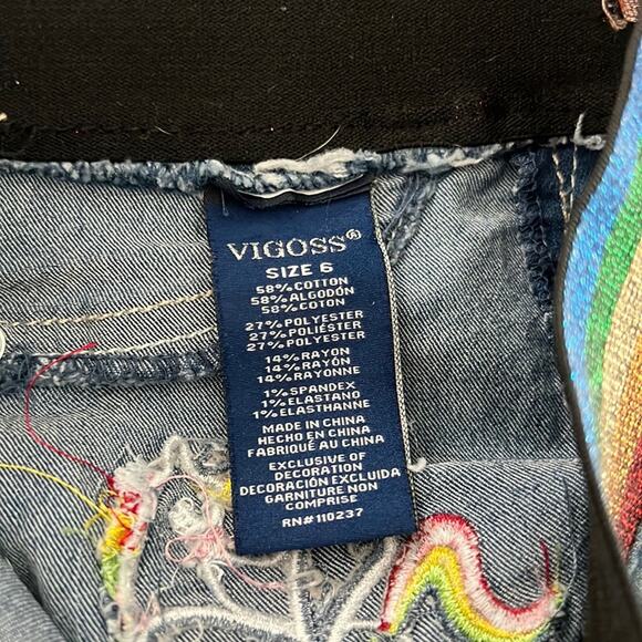Vigoss The Chelsea Shorts Girls 6 Blue Denim Jeans Shorts Rainbow Unicorn - Picture 5 of 9